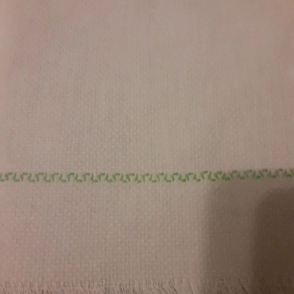 Vintage Swiss Embroidered Christmas Tea Towel Fringed